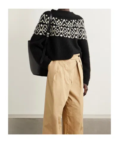 Nili Lotan Chrissy Fair Isle Jacquard-knit Cashmere And Silk-blend Sweater In Black