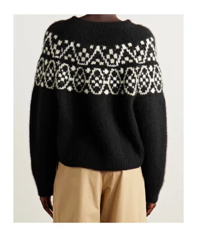 Nili Lotan Chrissy Fair Isle Jacquard-knit Cashmere And Silk-blend Sweater In Black