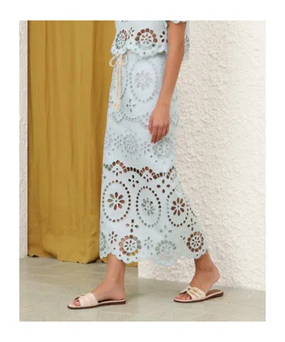 Zimmermann Awaken Belted Broderie Anglaise Linen Midi Skirt In Green