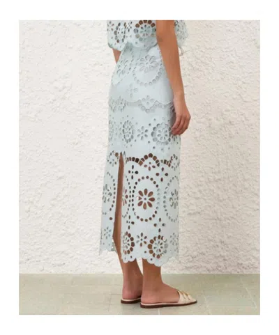 Zimmermann Awaken Belted Broderie Anglaise Linen Midi Skirt In Green