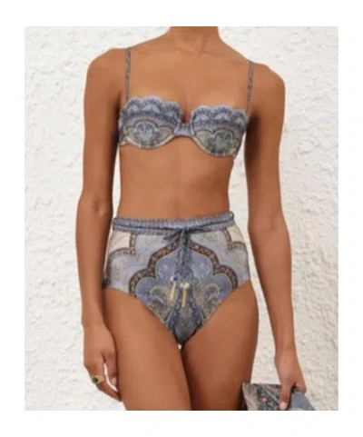 Zimmermann Wanderlust Strapless Embellished Paisley-print Bikini Top In Multi
