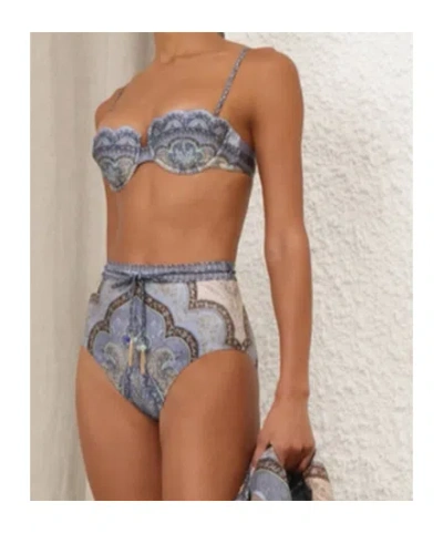 Zimmermann Wanderlust Strapless Embellished Paisley-print Bikini Top In Multi