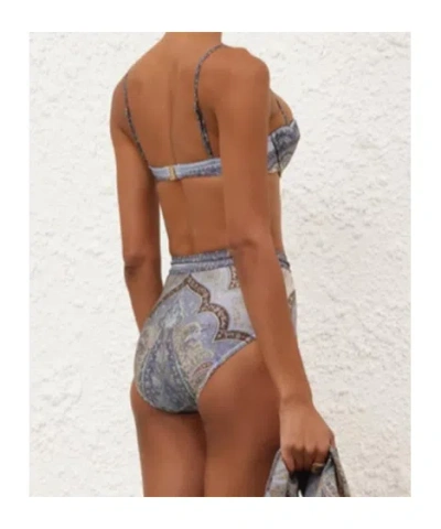 Zimmermann Wanderlust Strapless Embellished Paisley-print Bikini Top In Multi