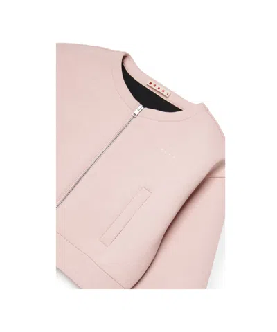 Marni Zip Cropped Jacket For Kids In Black