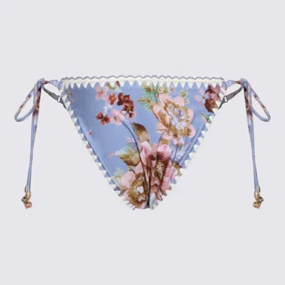 Zimmermann Awaken Crochet-trimmed Embellished Floral-print Bikini Briefs In Multi