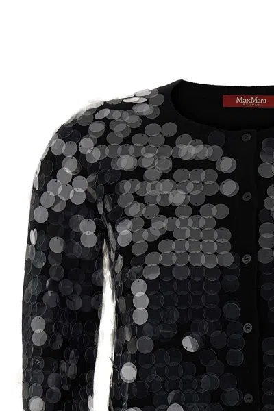 Max Mara Studio Necton Sequin Embellished Knit Cardigan In Black