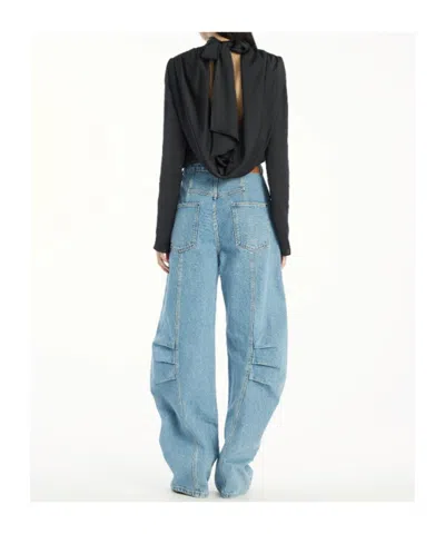 Rotate Birger Christensen Draped-back Top In Black