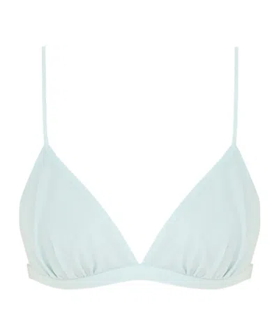 Zimmermann Cropped Linen Top With Scalloped Embroidery In Blue