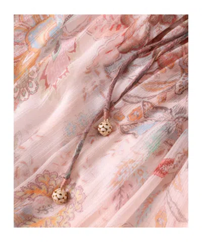Zimmermann Alchemy Belted Paisley-print Chiffon Midi Dress In Pink