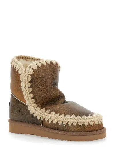 Mou Stitched Trim Slip-on Ankle Boots In Brown