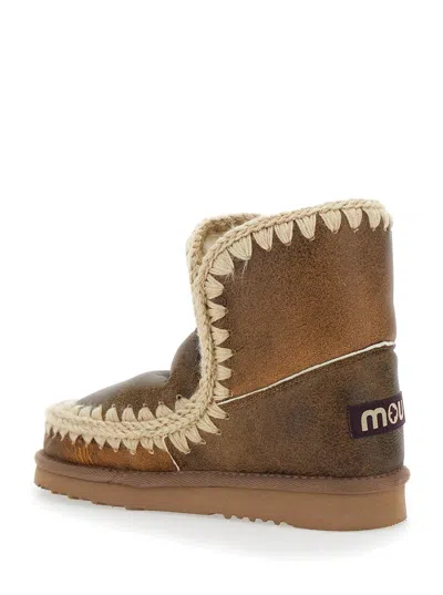 Mou Stitched Trim Slip-on Ankle Boots In Brown