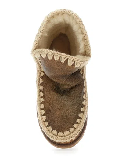 Mou Stitched Trim Slip-on Ankle Boots In Brown