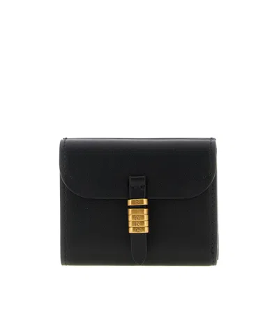 Pinko Saddle Black Wallet With Logo Detail On The Front In Leather Woman In Black