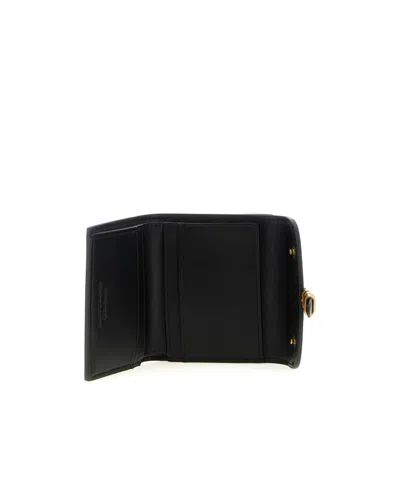 Pinko Saddle Black Wallet With Logo Detail On The Front In Leather Woman In Black