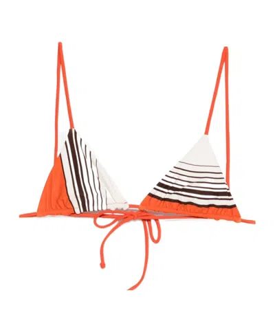 Sir Destino Striped-pattern Triangle Bikini Top In Orange