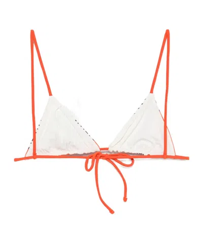 Sir Destino Striped-pattern Triangle Bikini Top In Orange