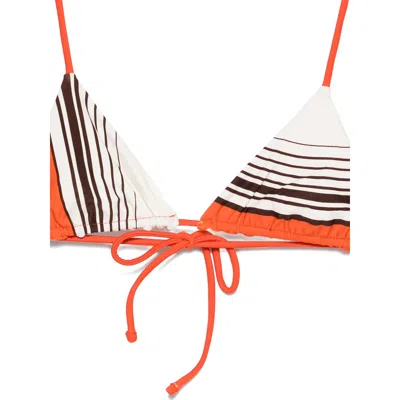 Sir Destino Striped-pattern Triangle Bikini Top In Orange