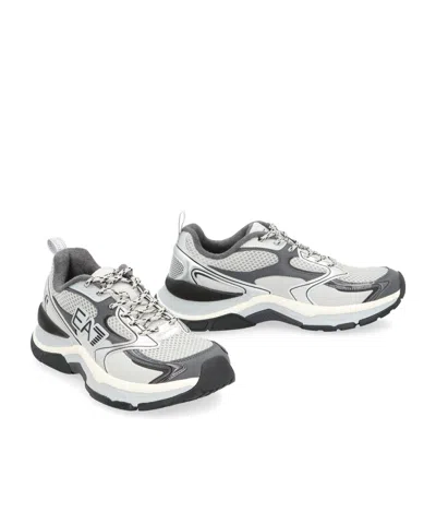 Ea7 Predator Metallic-panel Low-top Sneakers In White