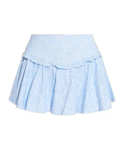Loveshackfancy Vanina Ruffled Training Skort In Blue