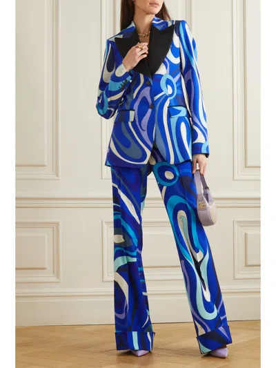 Pucci Printed Suit Jacket In Blue