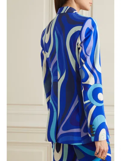 Pucci Printed Suit Jacket In Blue