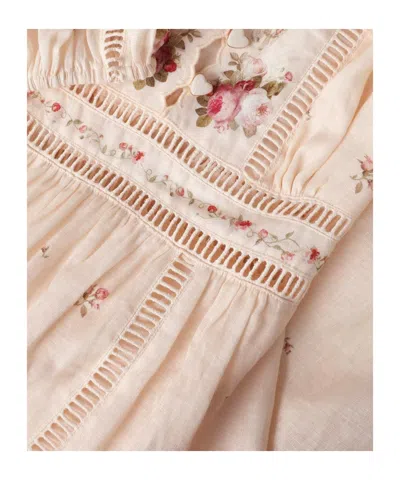 Zimmermann Patience Floral Linen Midi Dress In Neutral
