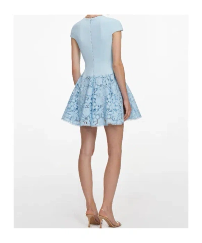 Self-portrait Womens Self Portrait Cap-sleeve Crepe And Lace Mini Dress In Blue