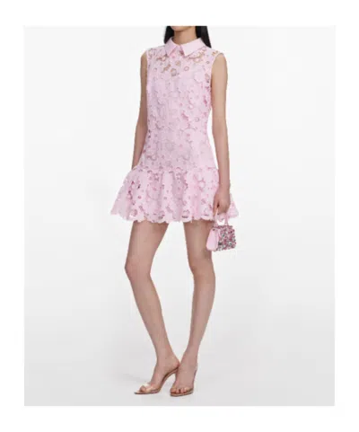 Self-portrait Pink Lace Collared Mini Dress In Multi