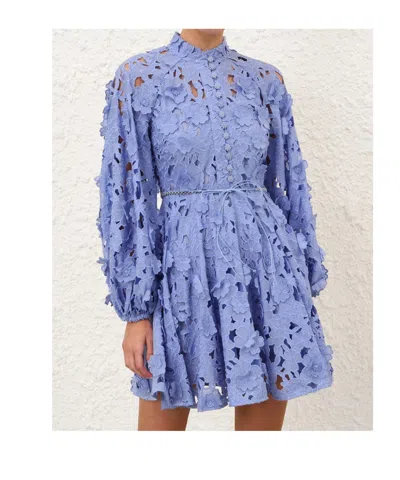 Zimmermann Womens Jacaranda Patience Long-sleeve Cotton Mini Dress Xs In Blue