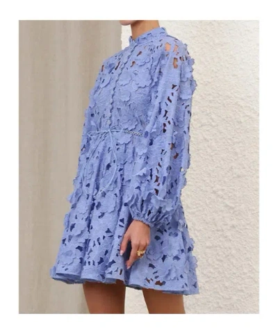 Zimmermann Womens Jacaranda Patience Long-sleeve Cotton Mini Dress Xs In Blue