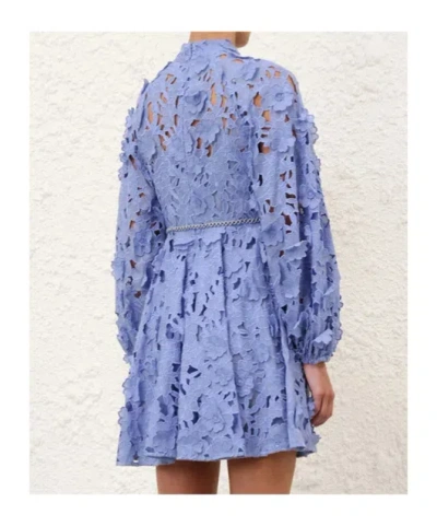 Zimmermann Womens Jacaranda Patience Long-sleeve Cotton Mini Dress Xs In Blue