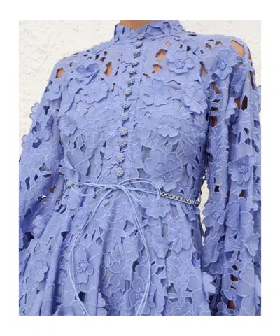 Zimmermann Womens Jacaranda Patience Long-sleeve Cotton Mini Dress Xs In Blue