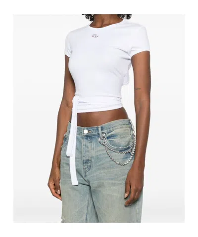 Diesel Cut-out Tie-back T-shirt In White