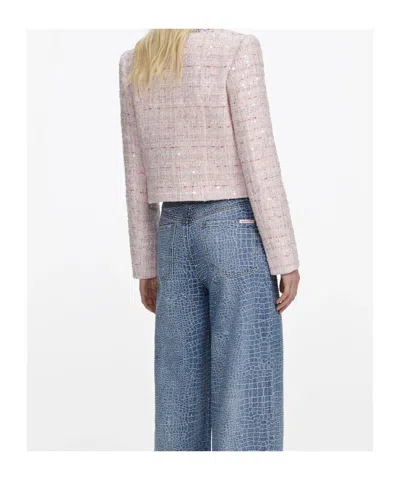 Self-portrait Sequin Boucle Loop Mini Jacket In Pink