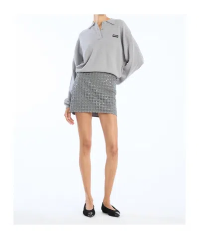 Rotate Birger Christensen Beaded Mini Skirt With Strass And Side Zip Closure In Multi