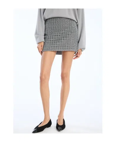Rotate Birger Christensen Beaded Mini Skirt With Strass And Side Zip Closure In Multi