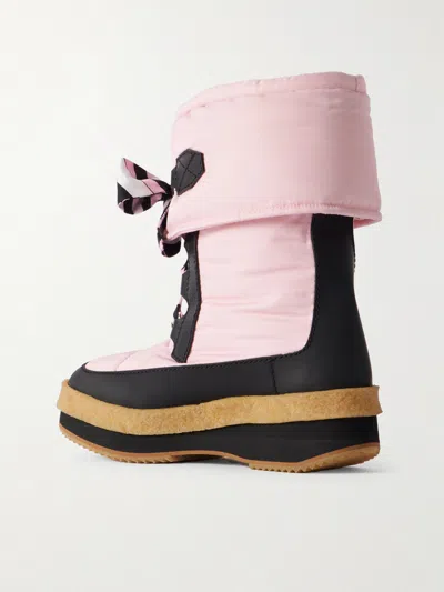Pucci Logo-appliquéd Silk-twill Trimmed Shell Snow Boots In Pink