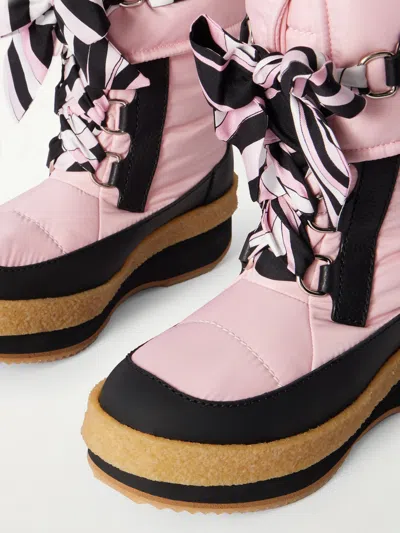 Pucci Logo-appliquéd Silk-twill Trimmed Shell Snow Boots In Pink