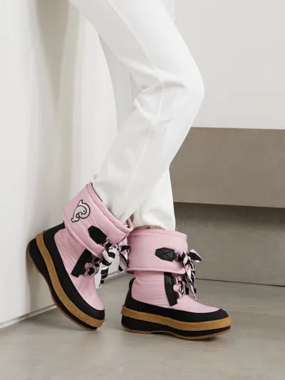 Pucci Logo-appliquéd Silk-twill Trimmed Shell Snow Boots In Pink