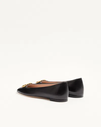 Valentino Garavani Black V Logo Signature Ballerina Flats In Nappa Leather In Multi