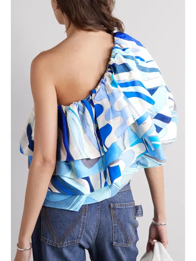 Pucci Asymmetrical Printed Top In Multi