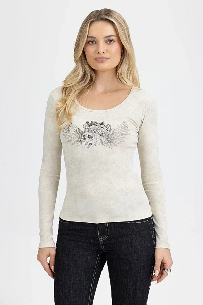 Miss Me Arlo Ribbed Knit Top - S / Sand White