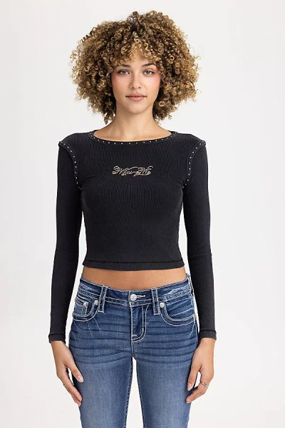 Miss Me Avril Studded Top - S / Black