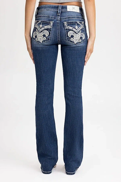 Miss Me Vera Fleur Bootcut Jeans - 34 / 30" / Med/dark Wash In Blue