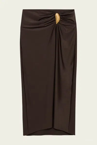 Simkhai Eiana Stretch Satin-jersey Coverup In Brown