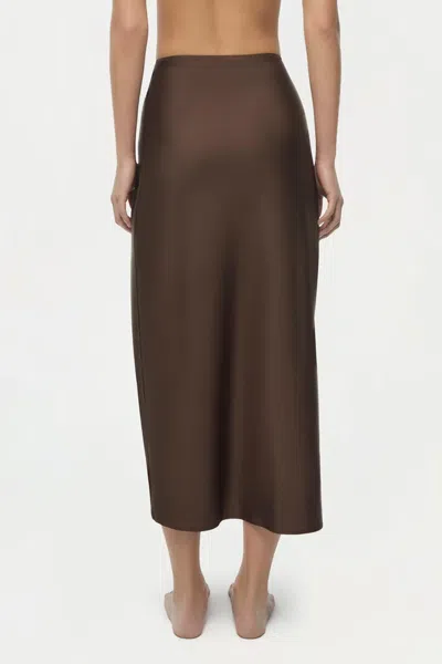 Simkhai Eiana Stretch Satin-jersey Coverup In Brown