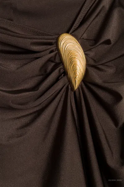 Simkhai Eiana Stretch Satin-jersey Coverup In Brown