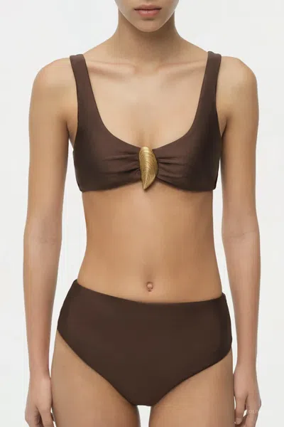 Simkhai Womens Chocolate Veyra Shell Stretch Bikini Top In Multi