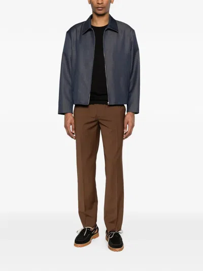 Sandro Elasticated Straight-leg Trousers In Brown