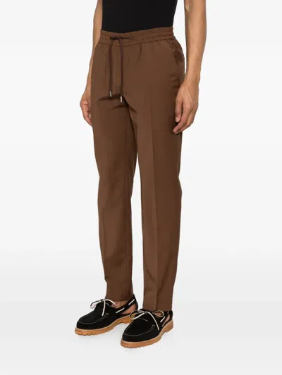 Sandro Elasticated Straight-leg Trousers In Brown